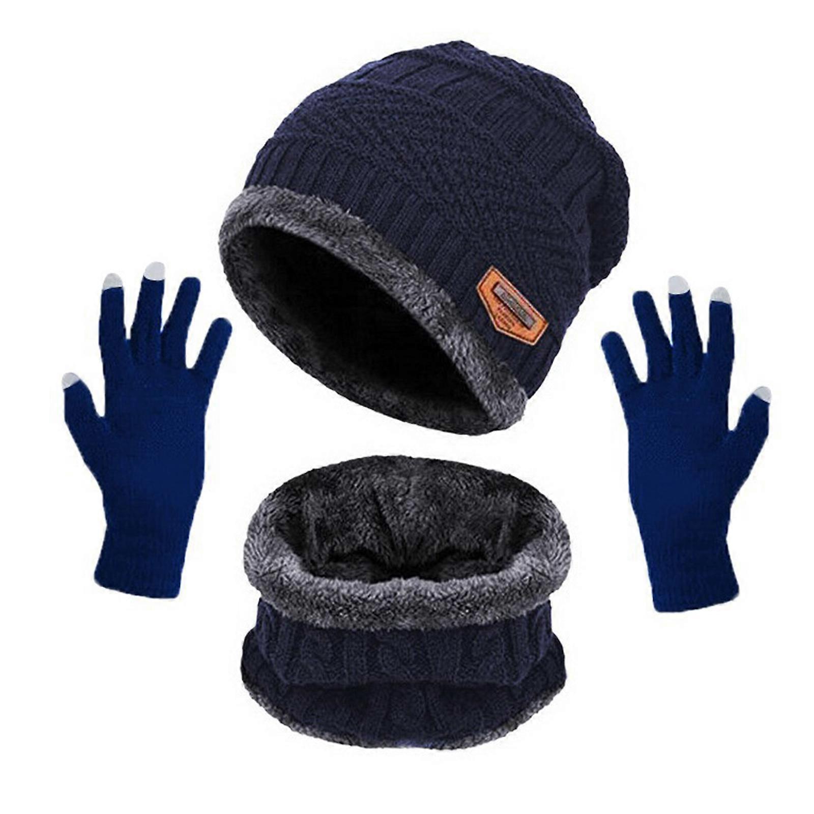 Iarna pălărie eșarfă mănuși slouchy beanie zăpadă tricotat craniu cap touch screen mănuși cerc eșarfe pentru femei