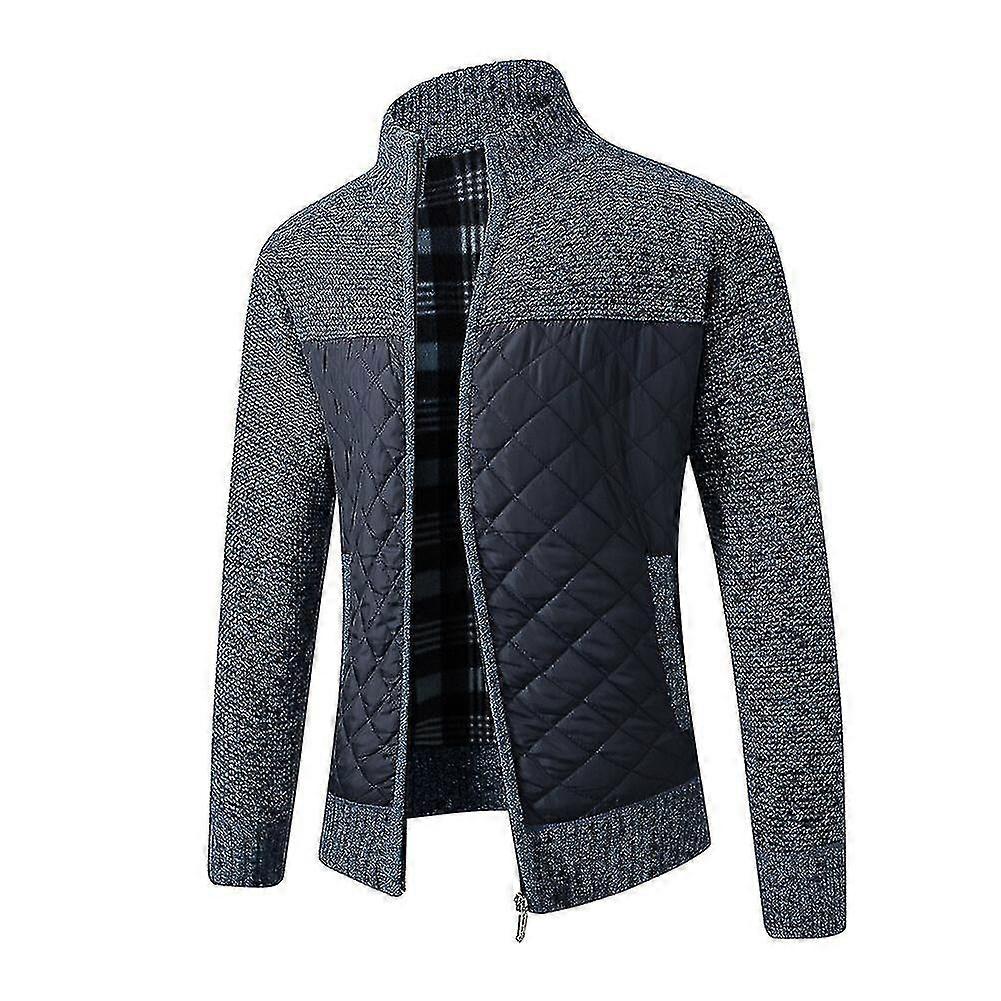 Mens Stand Collar Pullover Sweater Slim Fit Knit Jacket