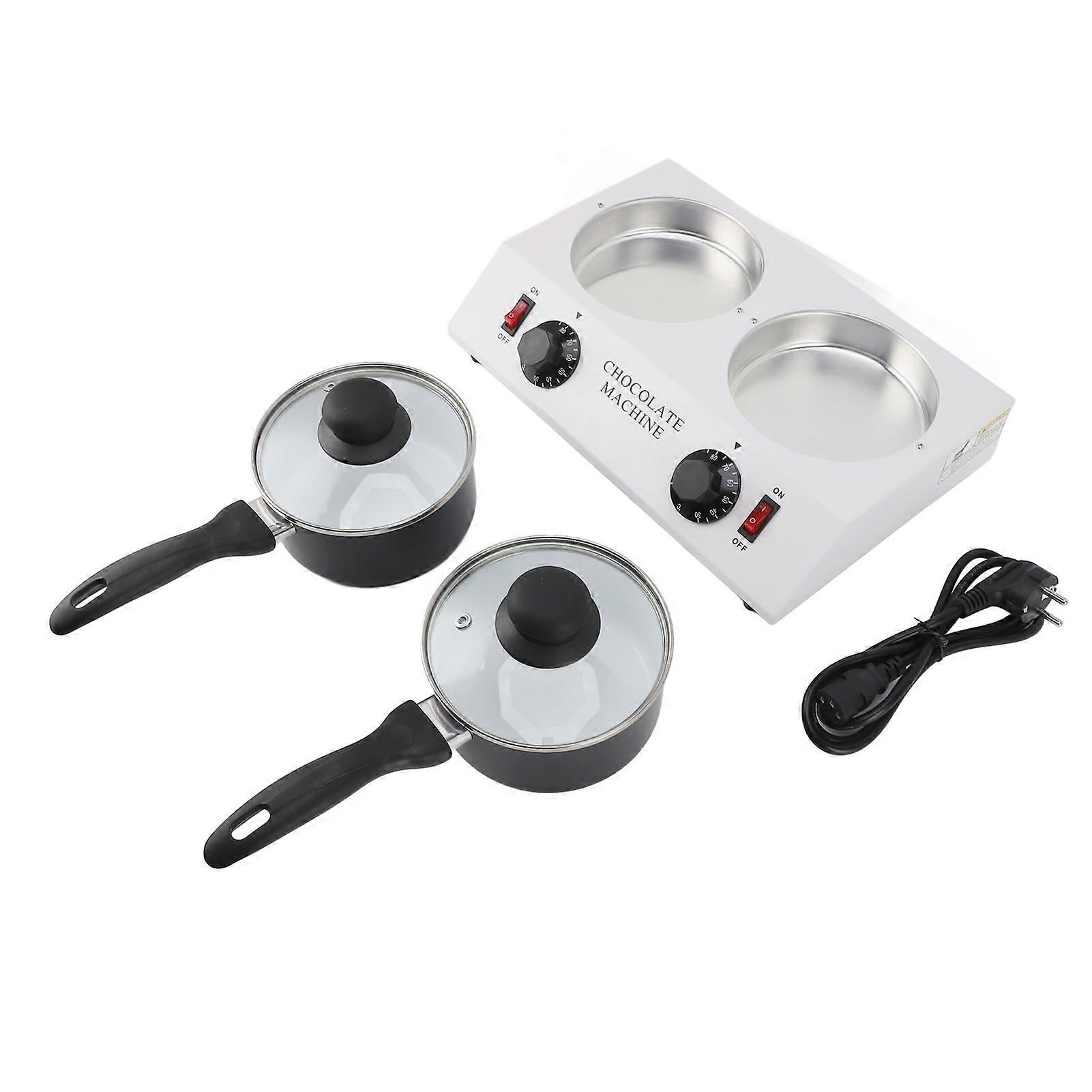 2 Tanks Chocolate Melting Machine Constant Temperature Aluminum Non Stick Manual Chocolate Machine 2kg EU Plug 220V