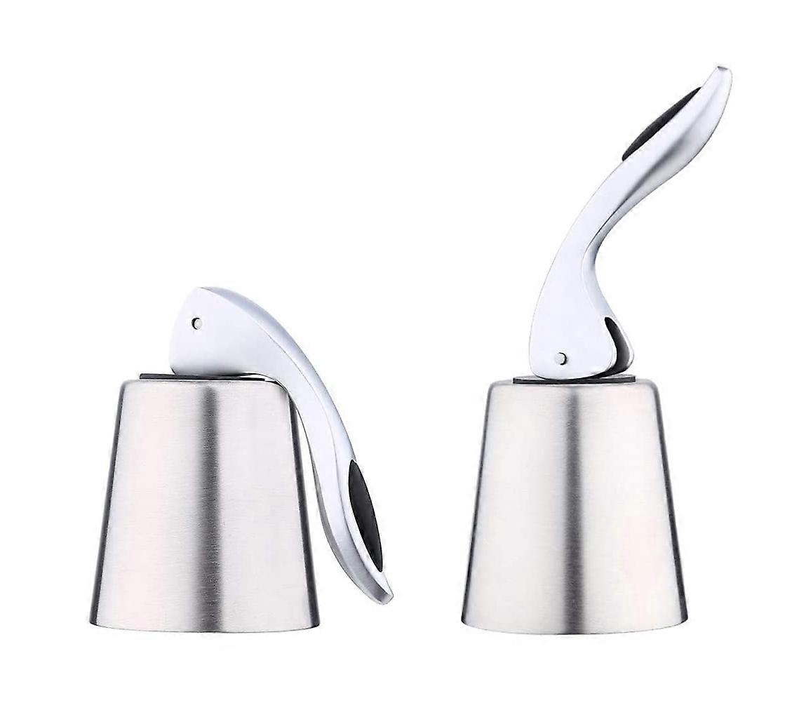 2 Pcs Vacuum Stainless Steel Wine Stopper  Reusable
