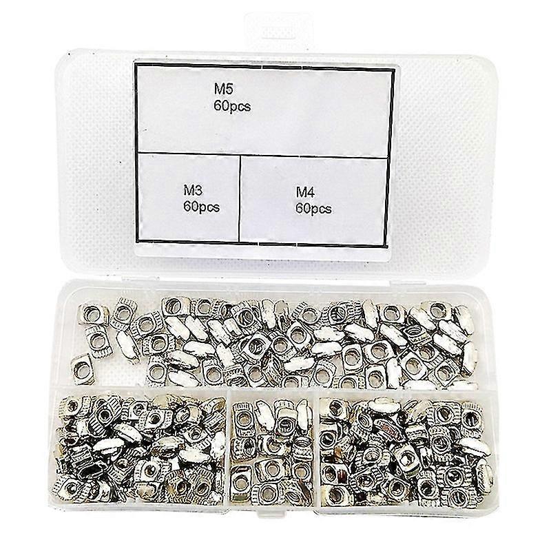 180 Pieces T Nuts M3/ M4/ M5 T Slot Nut Hammer Head Fastener Nut Assortment Kit