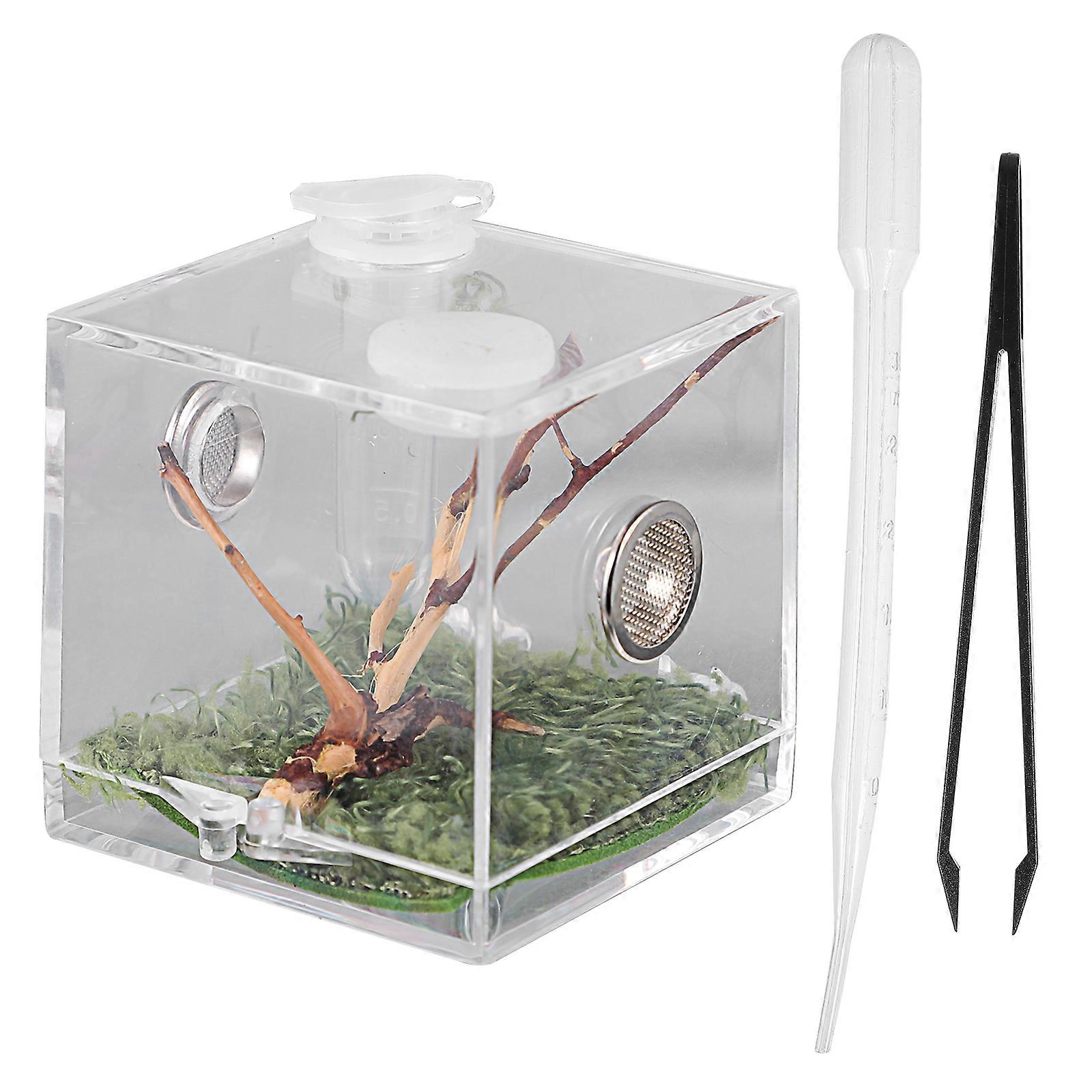 Reptile Breeding Box with Dropper and Forceps Pet Terrarium Transparent Case