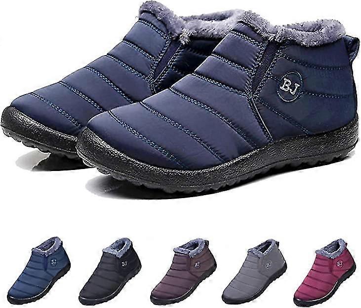 Winter Boots, Winter Warm Anti-slip Ankle Booties, Waterproof Slip On Outdoor Fur Lined Snow Shoes