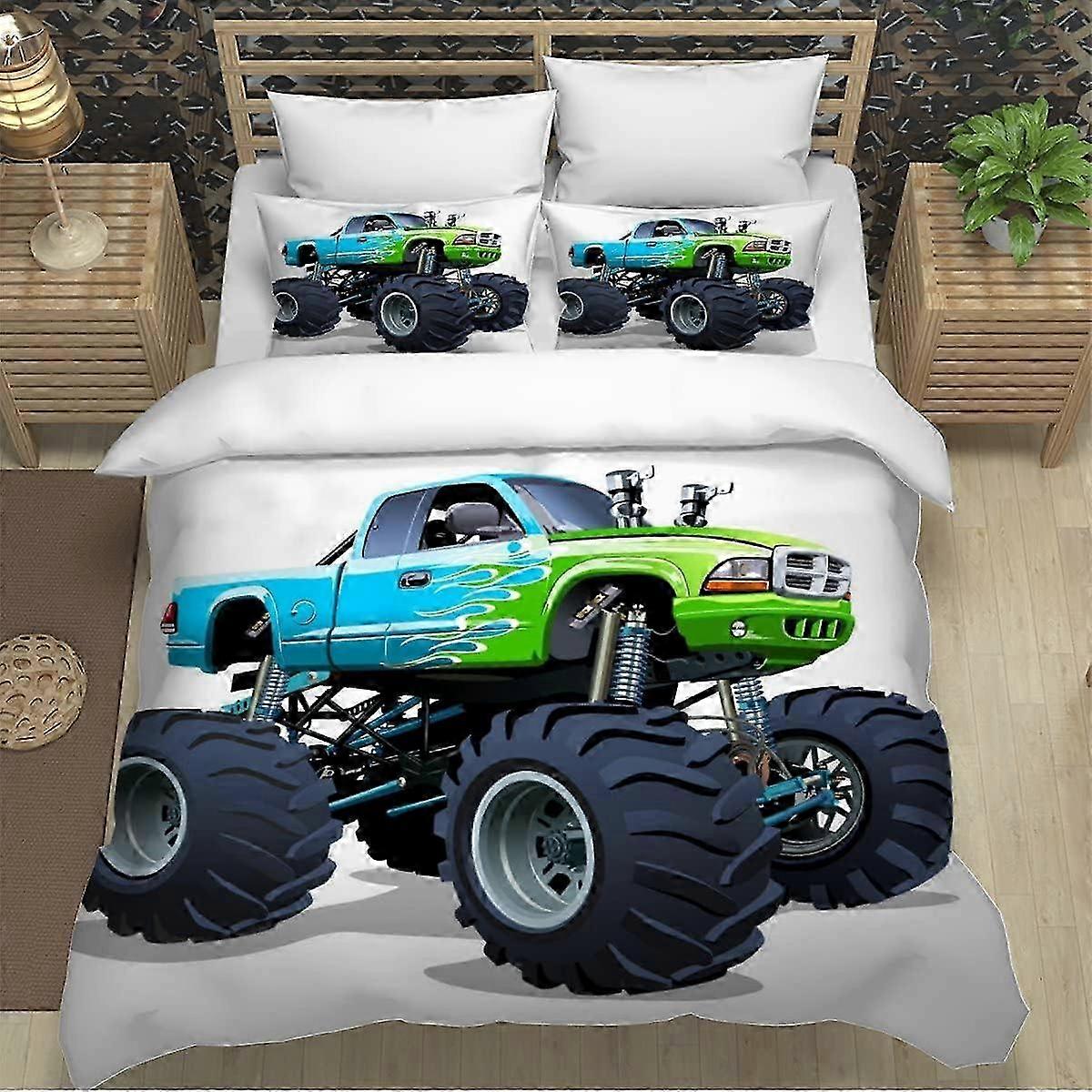 J456 Lençóis Capa de Edredom King Tractor Conjunto de Cama Impresso em 3D 3 Peças Ultra Macio Hipoalergênico Microfibra Capa de Conforto com Fecho de Zíper e 