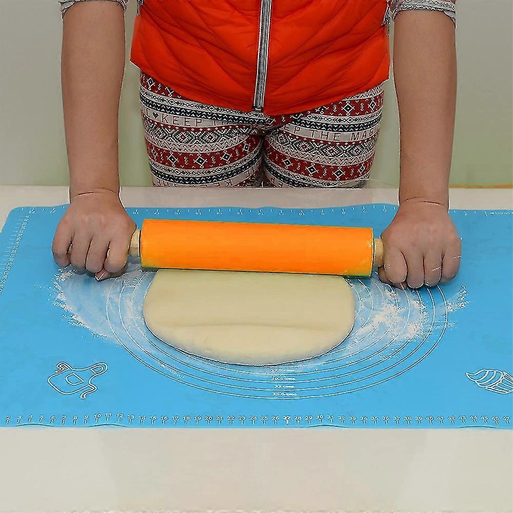 Silicone Dough Mat Baking Mat 40x30cm With Rolling Pin,orange