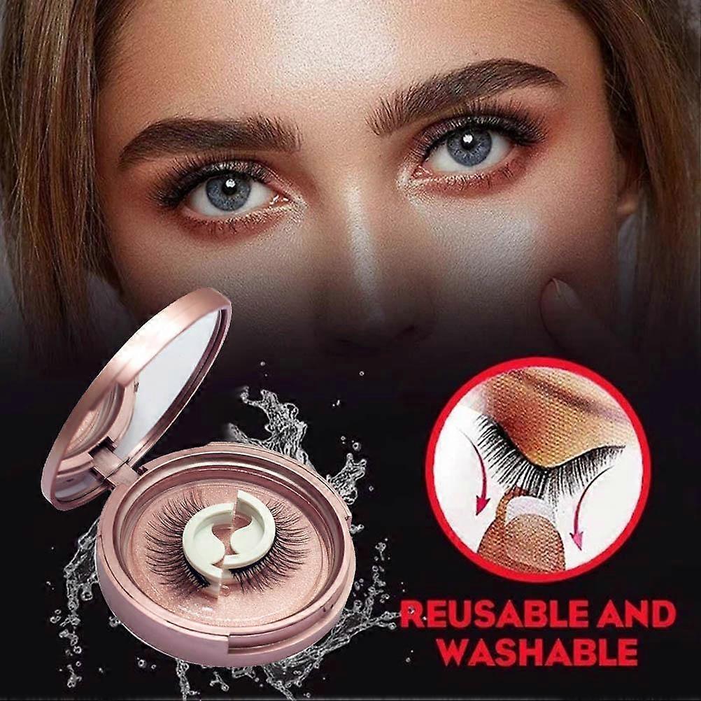1 Pair Reusable Self Adhesive Eyelashes Glue Free Waterproof False Eyelashes No Liner or Glue Required