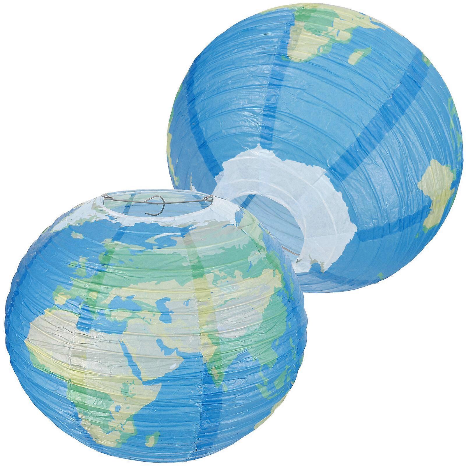 2pcs Earth Shaped Paper Lanterns Hanging Paper Lantern World Map Paper Lantern Party Decors