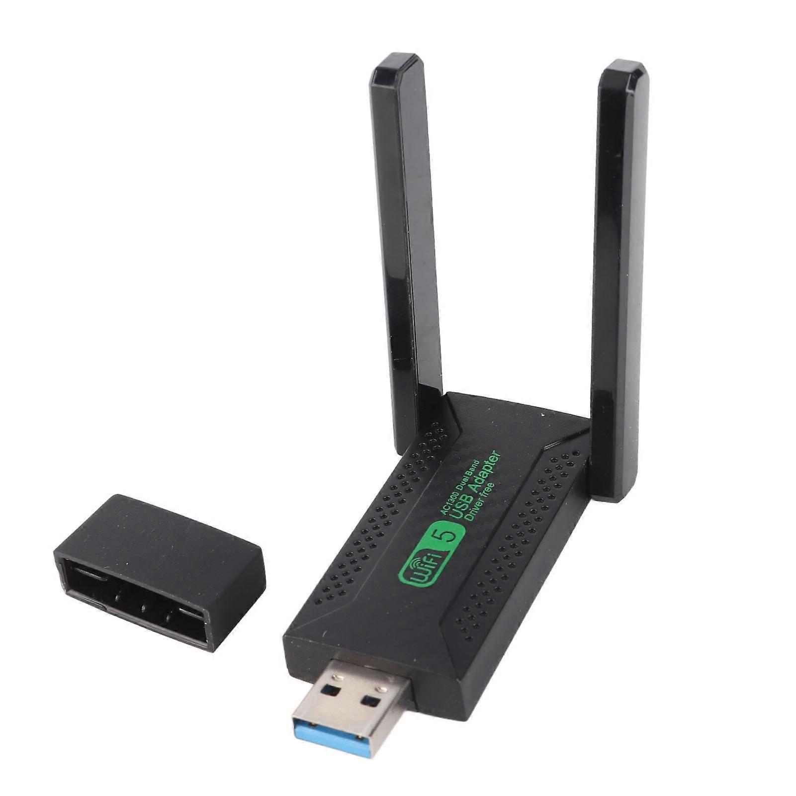 Dual Antenna USB Wi-Fi Adapter Dual Band 5G 2.4G 1300Mbps USB 3.0 High Speed for Laptop