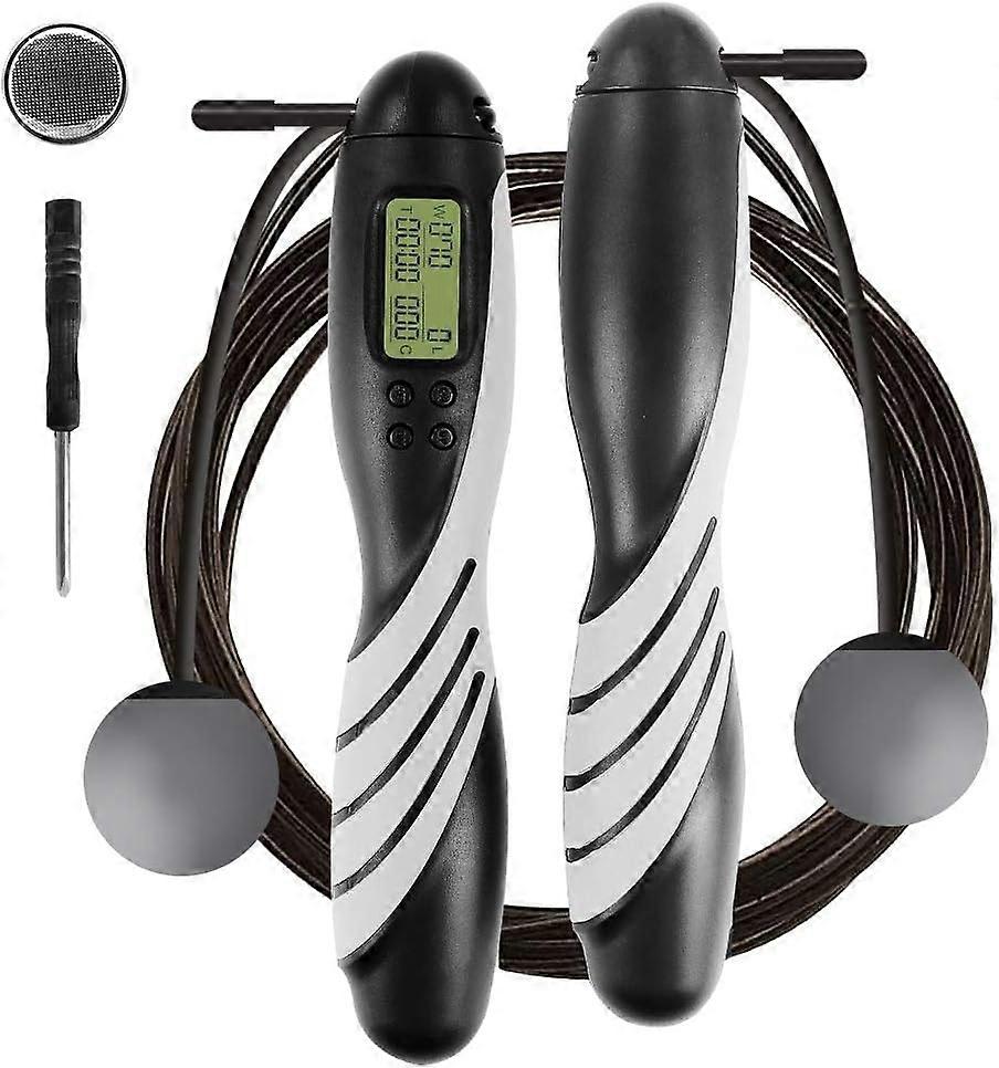 Hopprep Digital Counter Justerbar - Speed Rope Hopprep med stålrep Anti-Slip