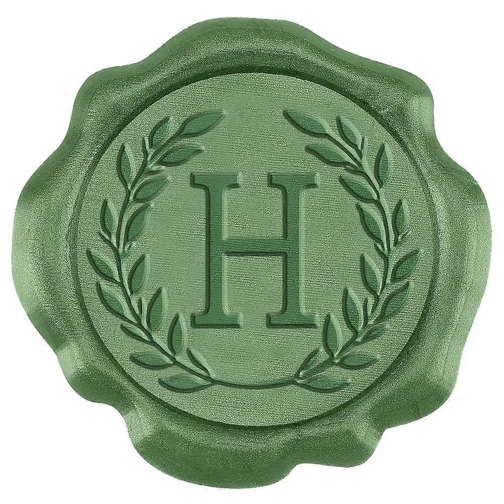 50Pcs Adhesive Wax Seal Stickers Envelope Seal Decoration For Craft Scrapbook DIY Gift Olive Drab Letter H 30mm