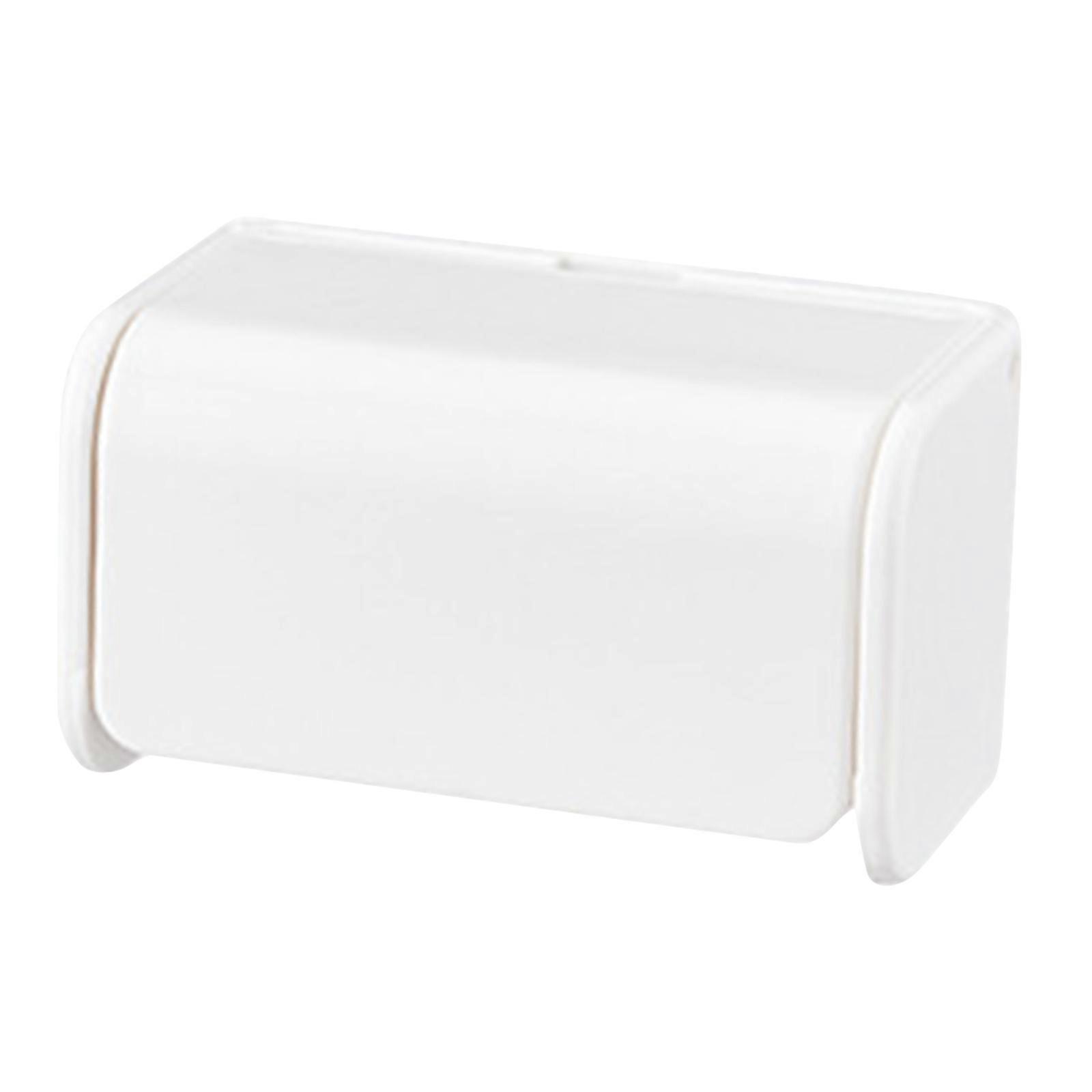 Electric Toothbrush Holder with Protective Lid 2 Grids Plastic White Wall