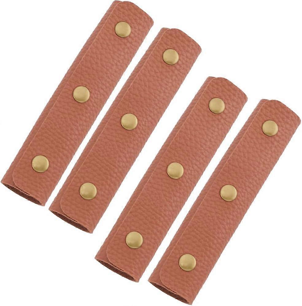 4Pcs Handbag Handle Leather Wrap Cover Purse Bag Handle Grip Protector Saddle with Iron Clasp Strap Craft Making Supplies for Wallet Suitcase Luggage