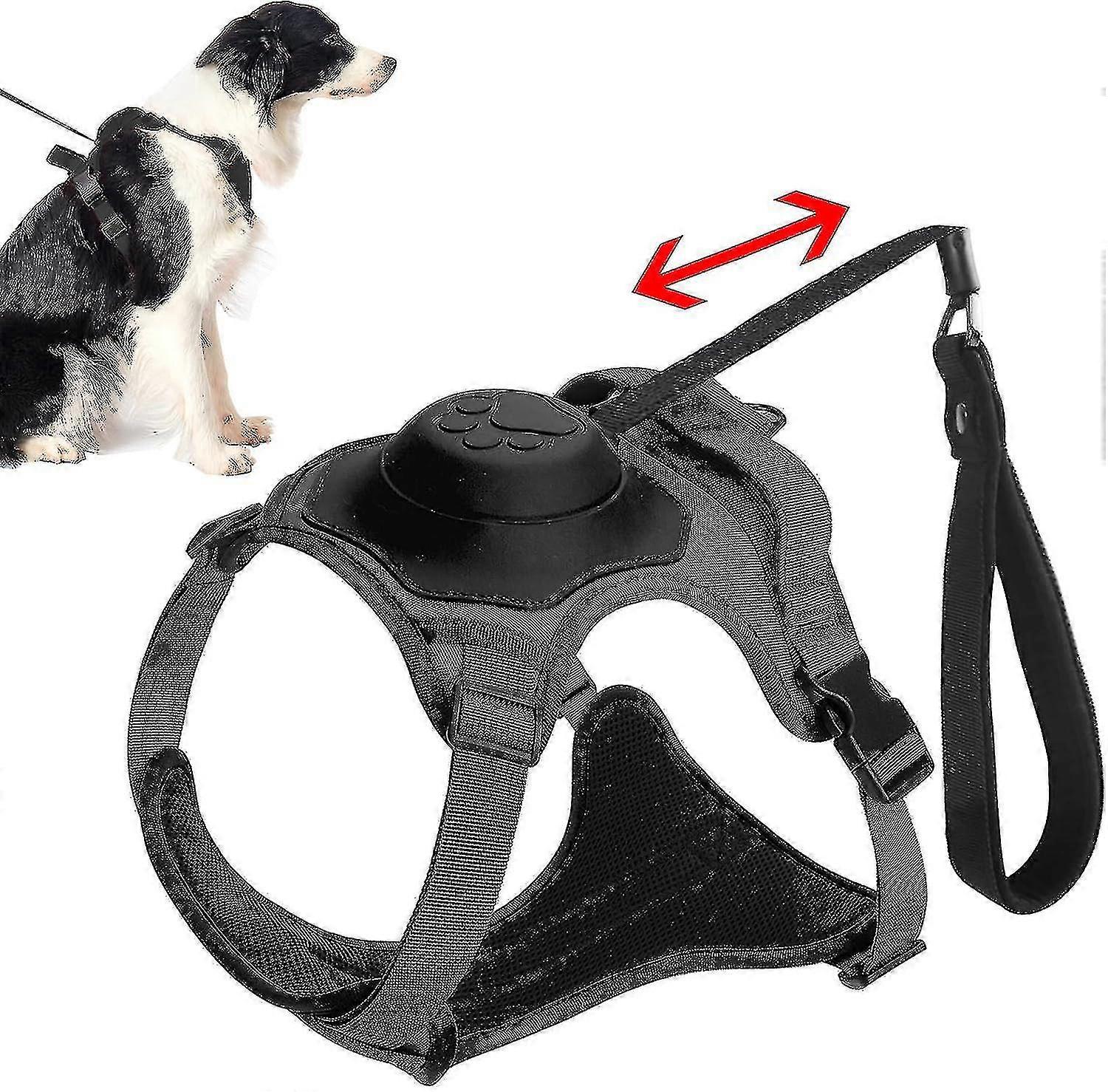 2 In 1 No Pull Dog Harness Retractable Dog Leash, Reflective Service Dog Harness, Adjustable Dog Vest With Control Handle - MXBC