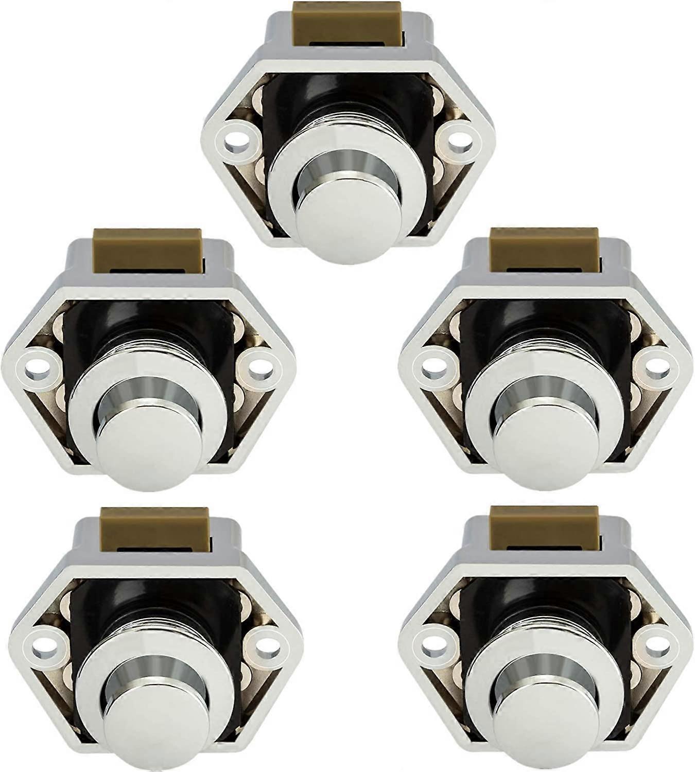 Push Button Campervan - Latch Lock Knob Closure Door Cupboard for RV Motor Caravan 5 Pieces(Chrome)