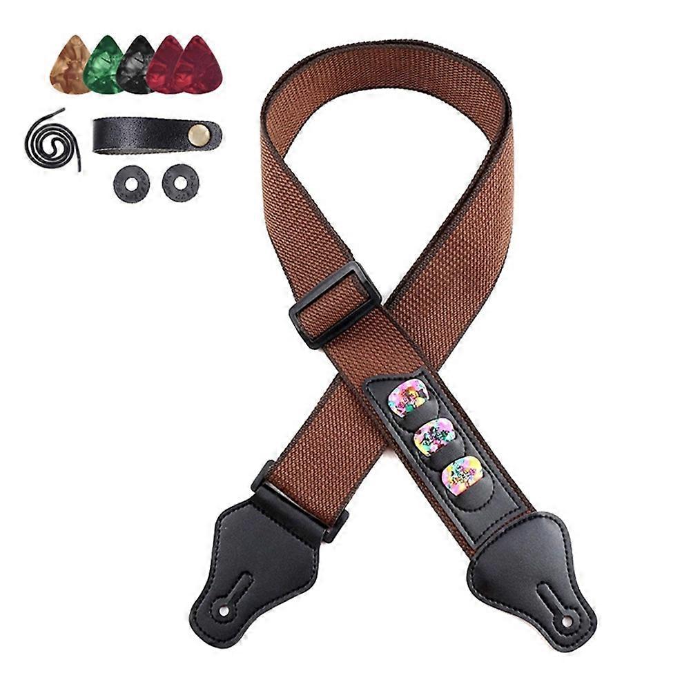 Folk Gitarr Elgitarr Bas Ren Bomull Rem med Headstock Pick-Khaki