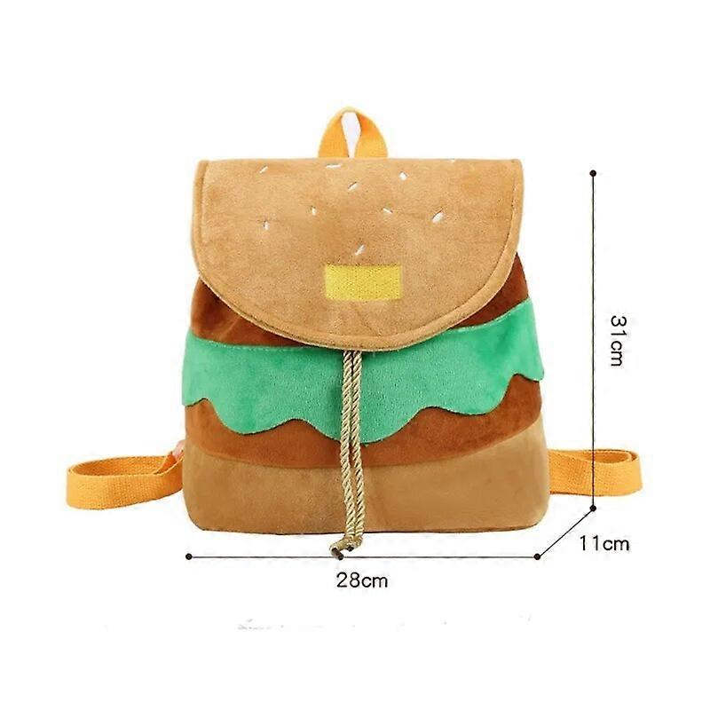 Women Backpack Hamburger Shape Drawstring Adjustable Daily Bag Multi-Function Bag Pack