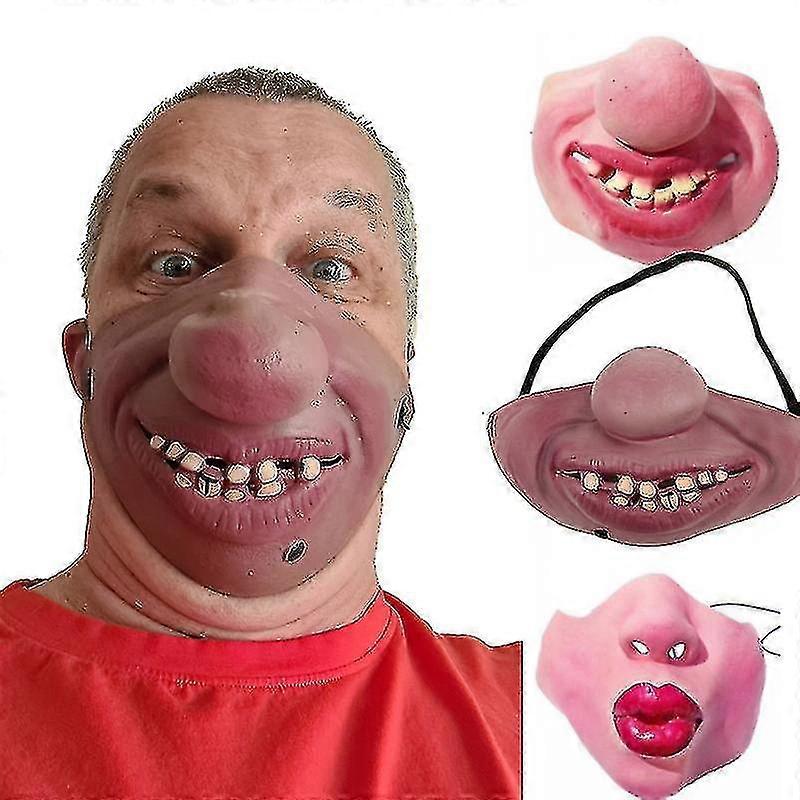 2023 Creative Adult Clown Latex   Props Humorous Elastic Band Half Face Party Latex Masks Funny Halloween Horrible Mask _ai
