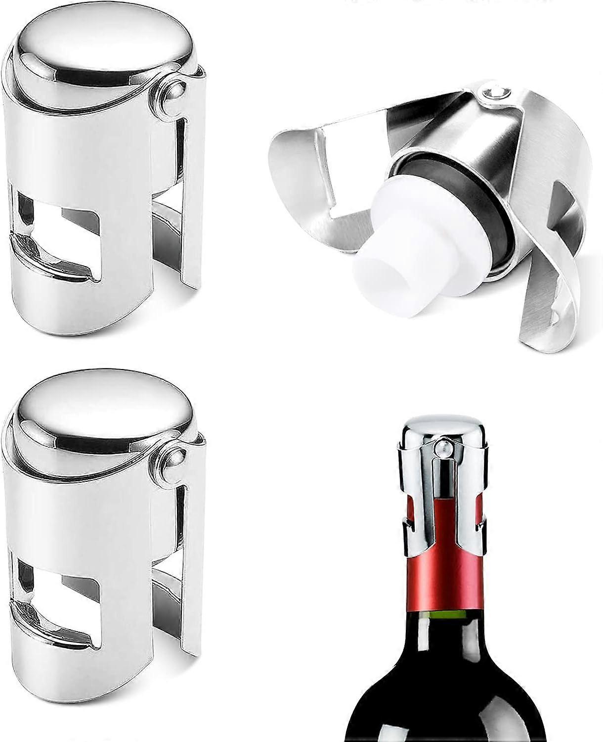 Champagneflaskepropp - rustfritt stål (sett med 3)
