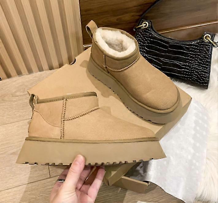 أحذية الثلج المرأة منصة أسفل أحذية عدم الانزلاق 2022 الشتاء الفاخرة أحذية جديدة أزياء دافئ أحذية الصوف