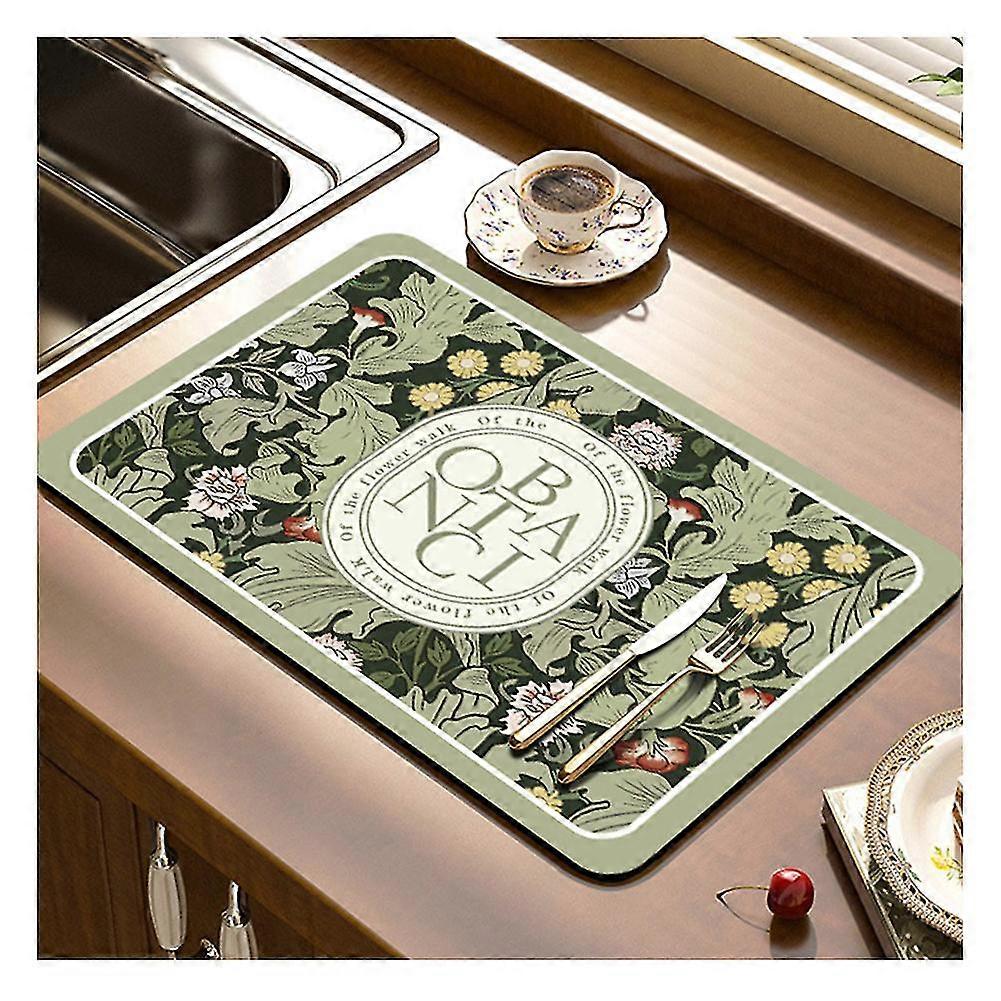Vintage Style Draining Mat Quick Drying Countertop Absorbent Pad Multipurpose Non-slip Placemat