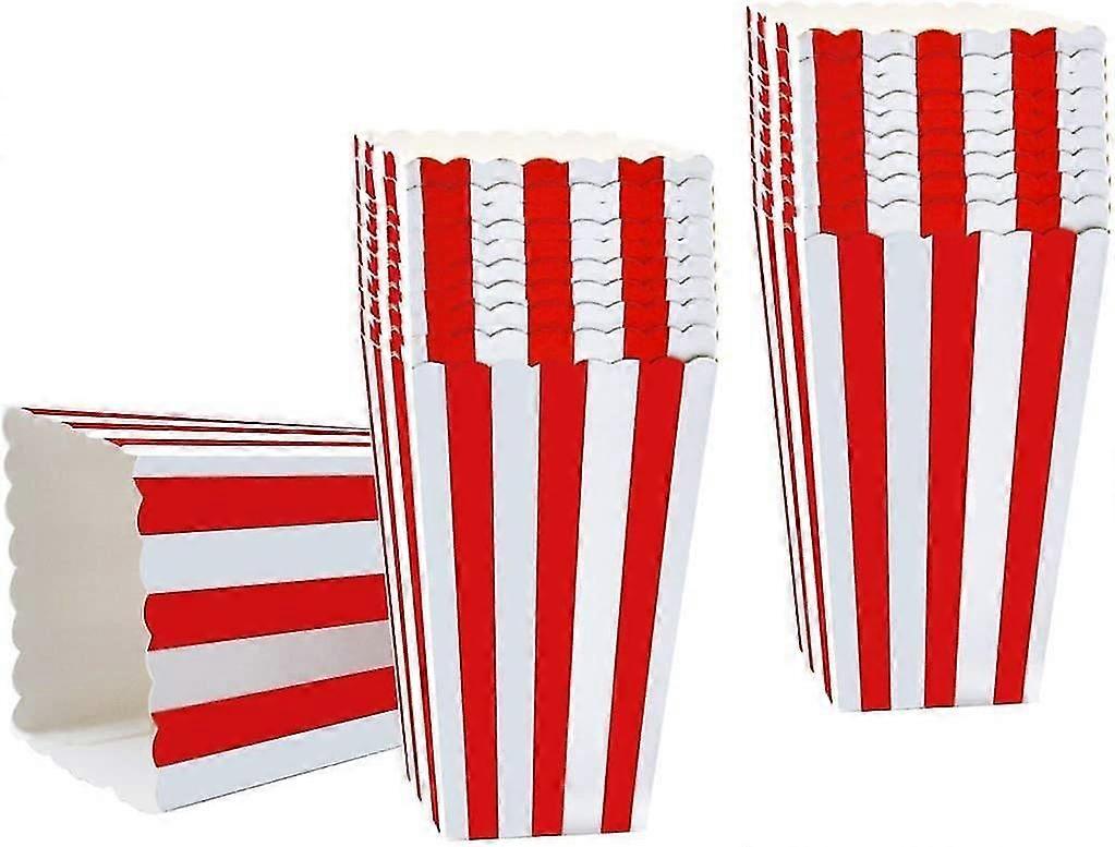 50pcs Striped Paper Popcorn Boxes Popcorn Favor Boxes Cardboard Candy Container For Party