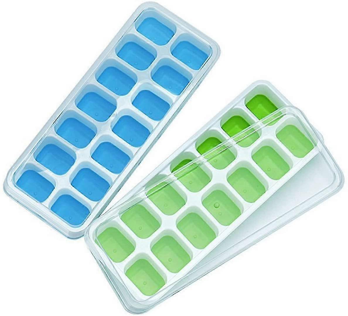 Silicone Ice Cube Trays 2 Pack With Removable Lids,easy-release And Flexible