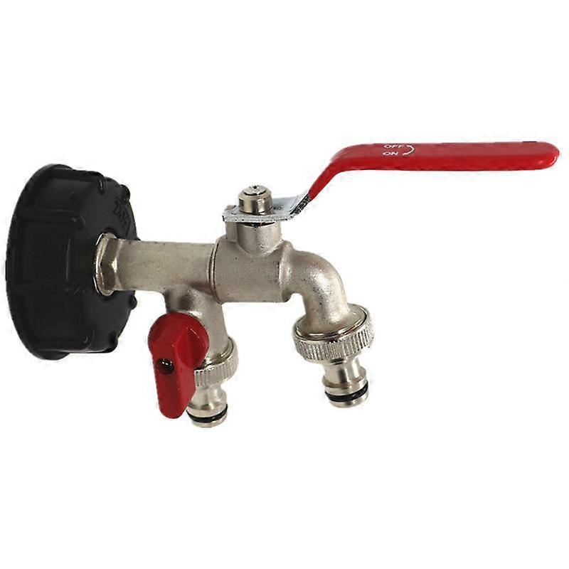 Udvendig vandhane messing dobbelt udløbsafløbshane, DOBBELTVENTILER 1/2 "udløbsdiameter 1/2", indløbsdiameter 60 mm, udløbslynkobling til tankadapter, Ga