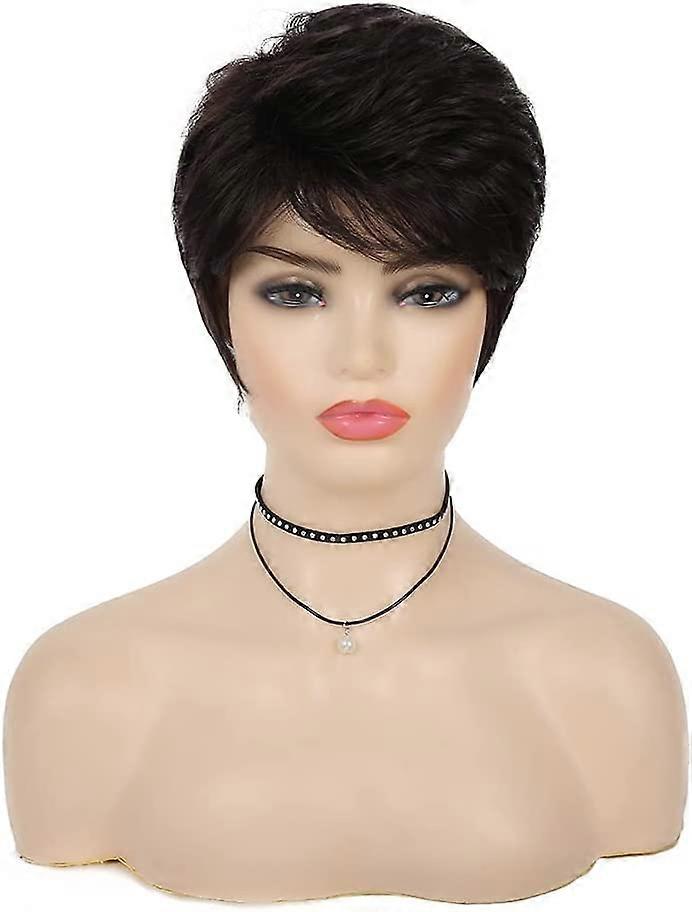 Perruques noires courtes pour femmes noires Synthétique en couches courte bouclée perruque Cosplay Remplacement