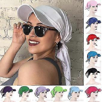 1pc Mujer Durag Brim Gorra Visera solar con gorras de turbante pre-atadas Pañuelo en la cabeza Hijab Color puro Muslim Beac