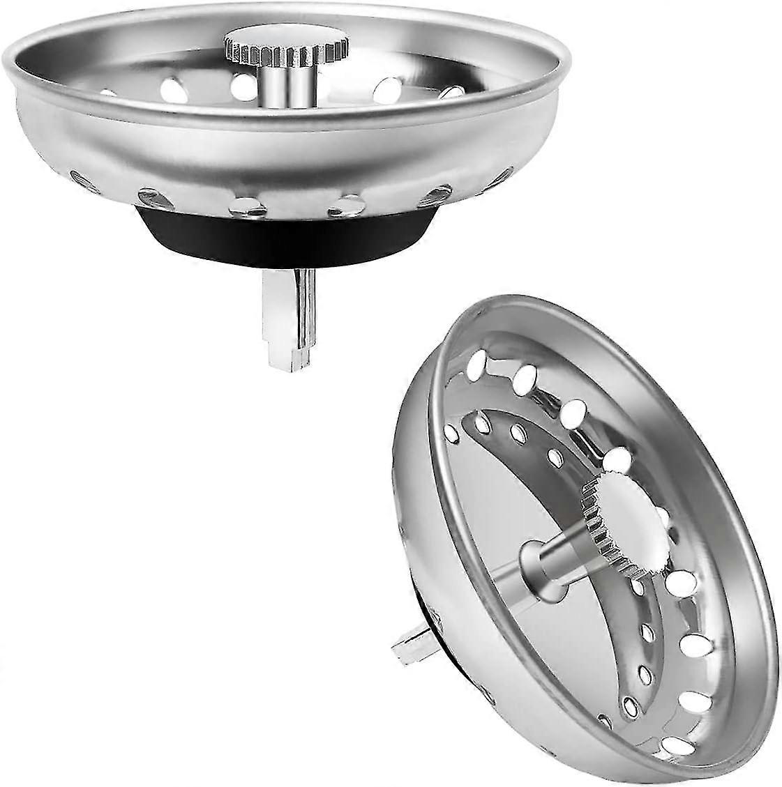 2-piece Sink Basket Strainer, Stopper Combo Basket Replacement Fits Standard Rubber Stopper Bottom With Rubber Stopper Fits Standard 3 1/2 Drain Pipe