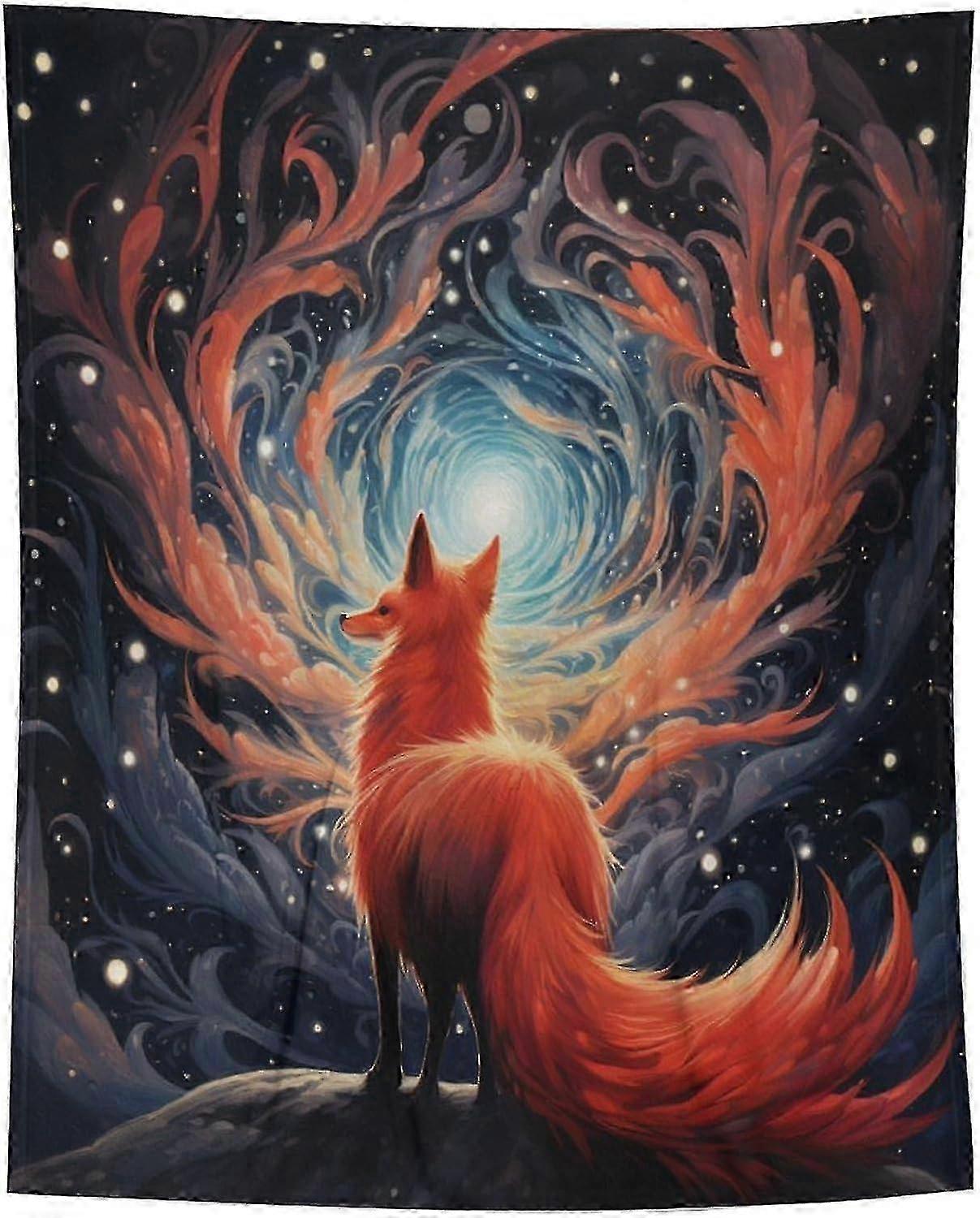 t1715 Decke Neunschwänziger Fuchs Decke Warme Erwachsene Super Soft Decke AntiPilling Maschinenwaschbare Neunschwänzige Fuchsdecke bn1715