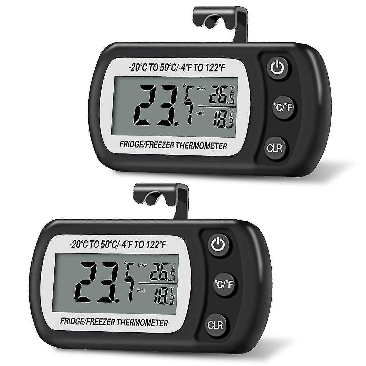 2pcs Digital Digital Meter -20C to 50C,with Hook,LCD Temperature,Maximum Temperature Record(Black)