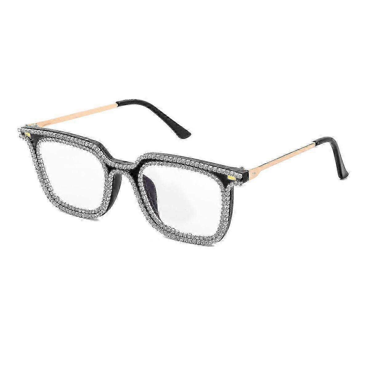 Full Rim Eyeglasses Squared Eyewear with Rhinestone Unisex