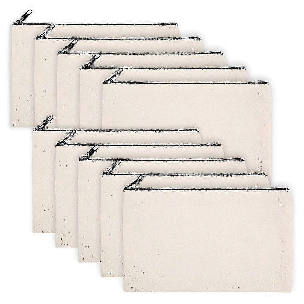 10 Pack Blank DIY Craft Bag Canvas Blank Make-up Taschen - Canvas Bleistiftbeutel Bulk Canvas Kosmetiktasche Multi