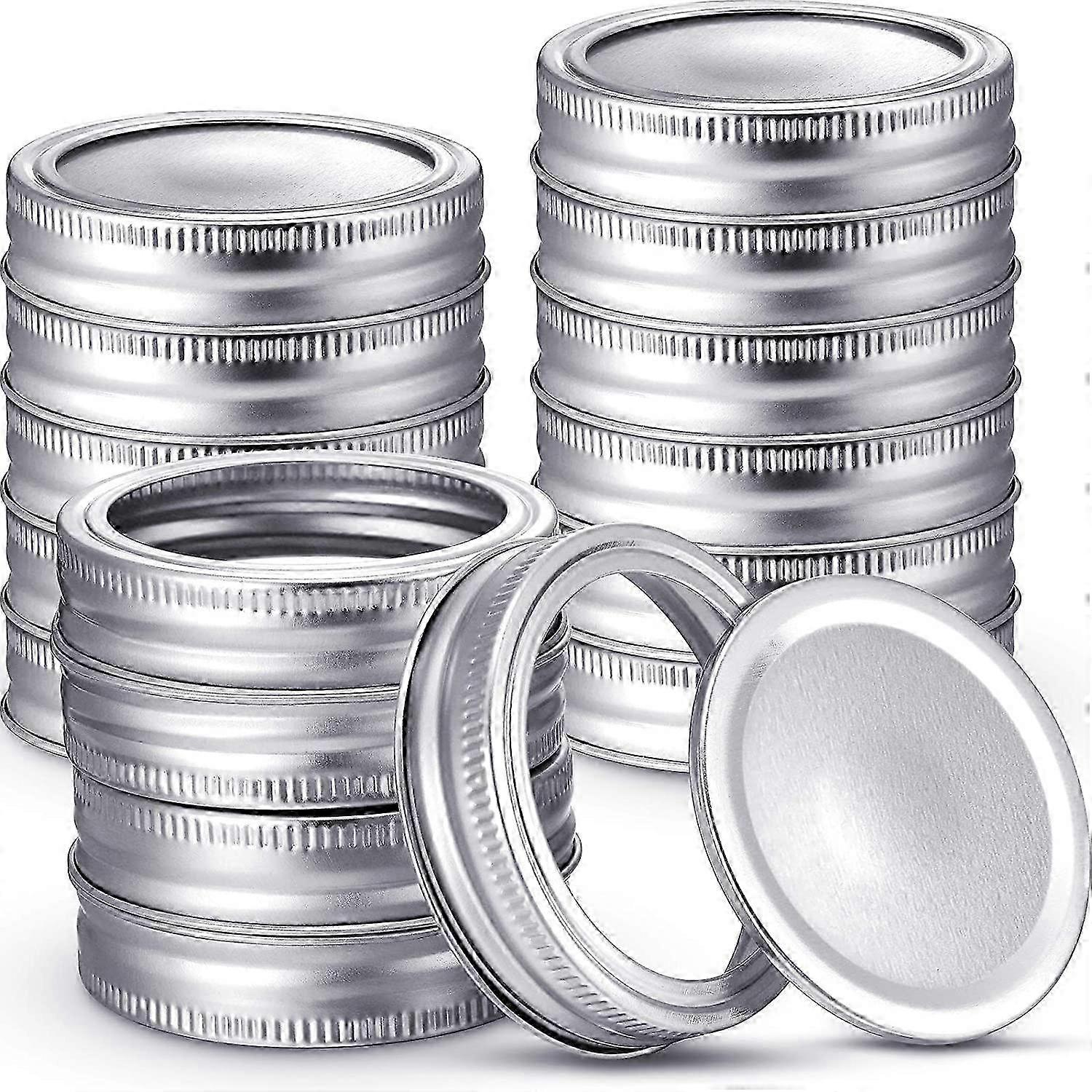 70MM Round Mason Jar Split Lid with Silicone Seal (Silver), Set of 80