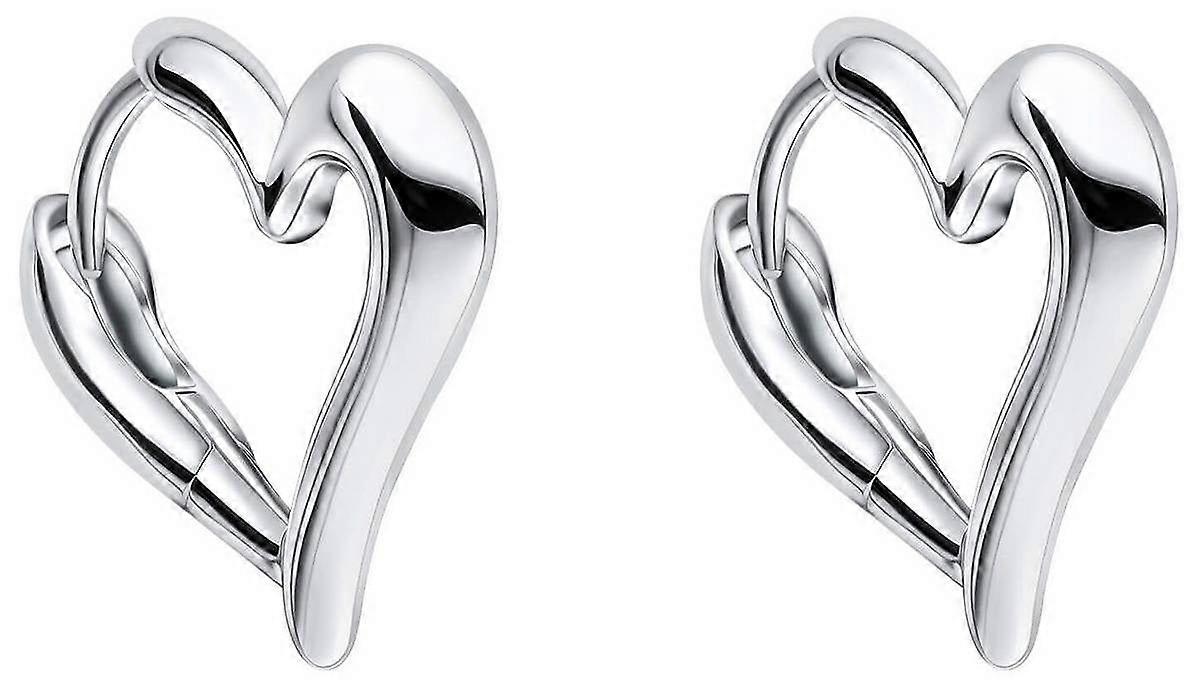Beginnings Open Heart Hoop Earrings - Silver