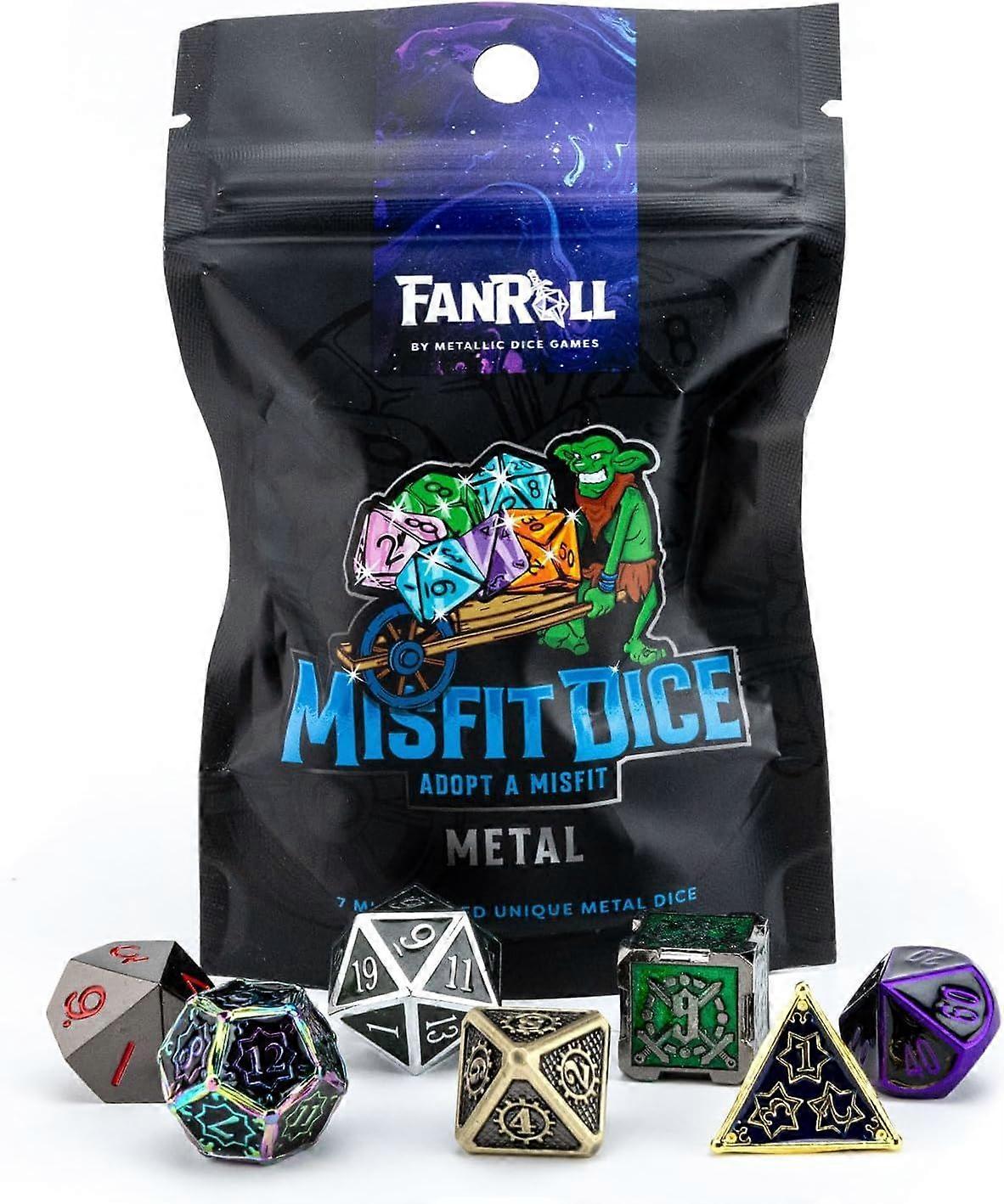FanRoll Misfit Metal Polyhedral Dice Set