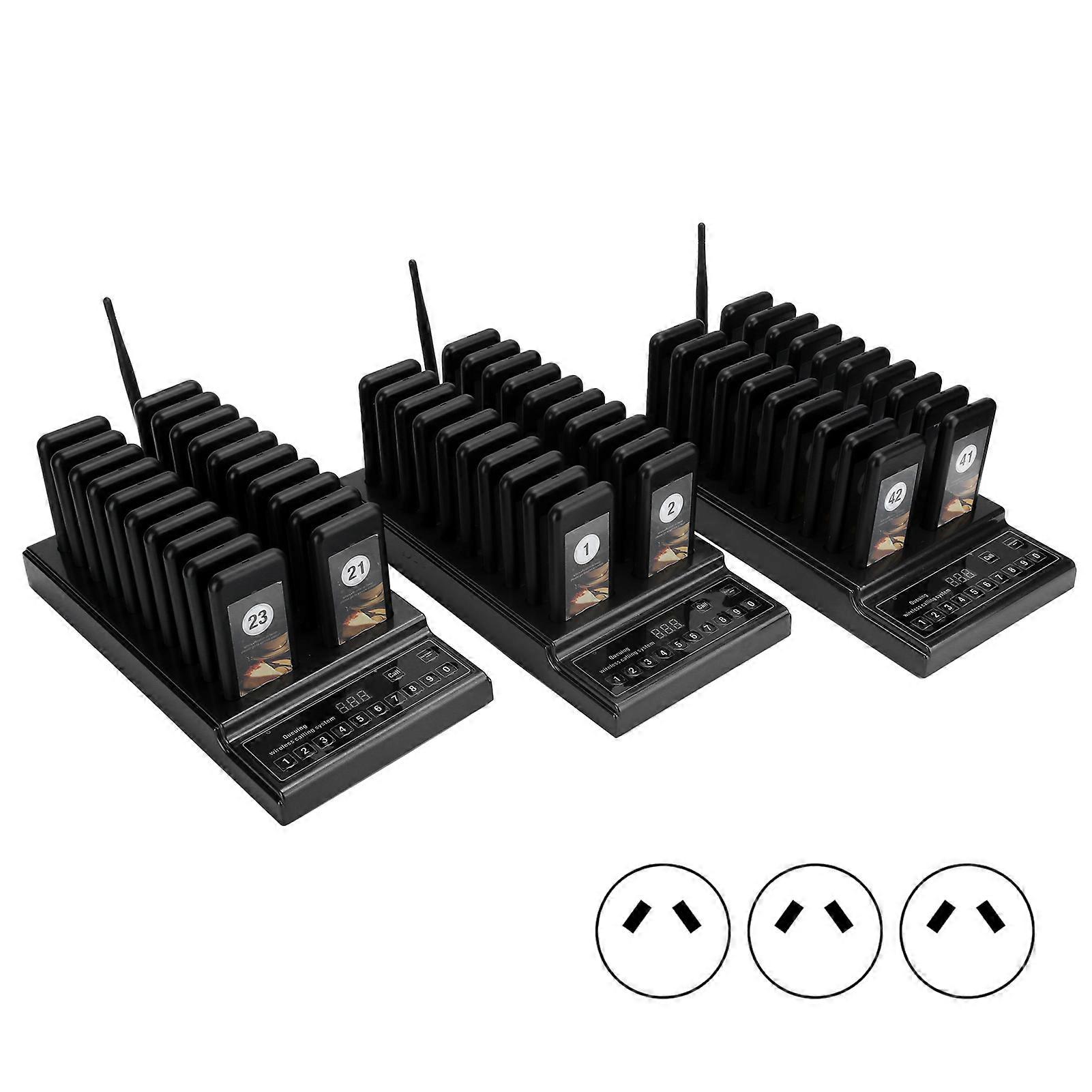 レストランワイヤレスページングシステムコースターポケットベル3ホスト60ブザーSU-68Z-3 110-240V