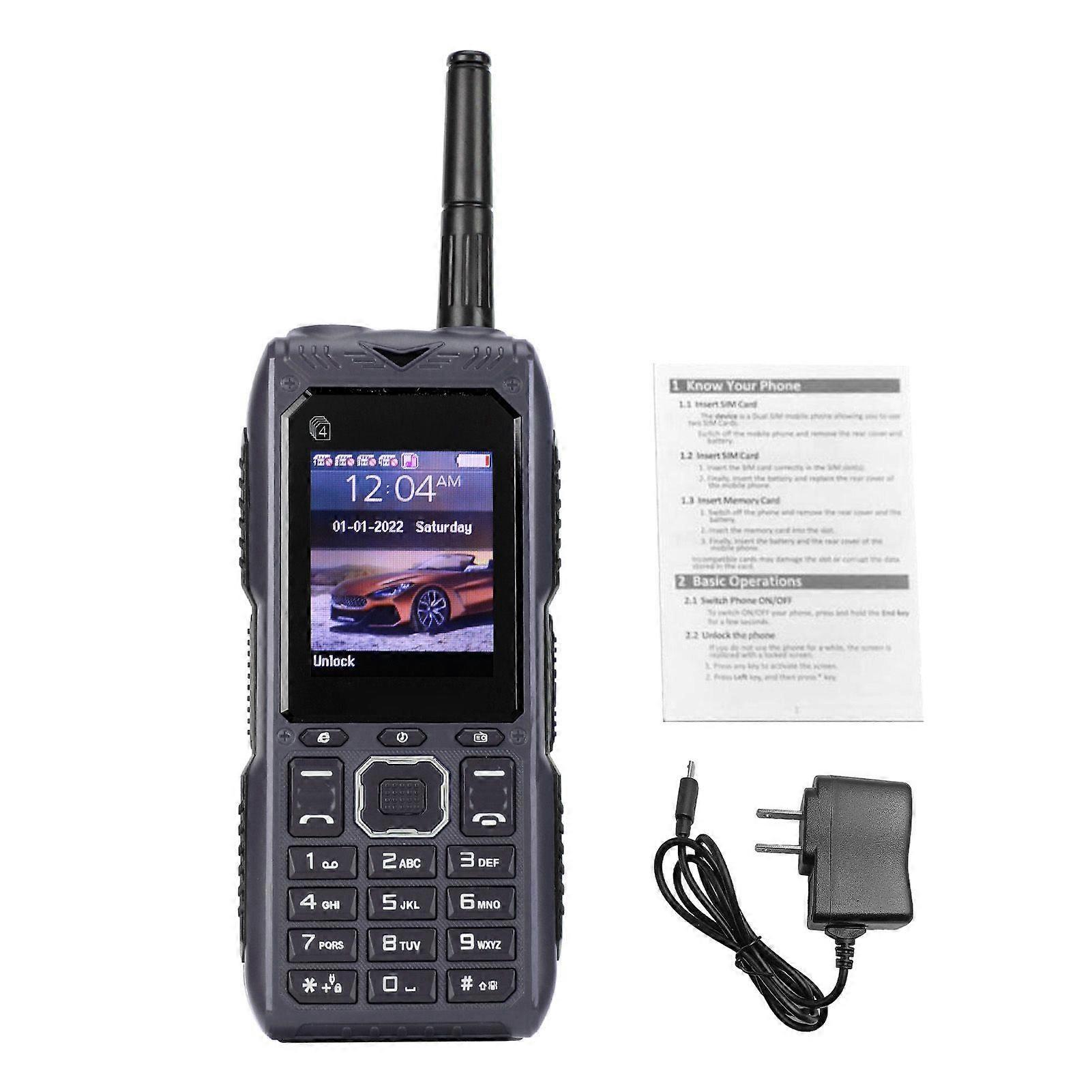 ロック解除済みシニア向け携帯電話 2G レトロ 4カード 4スタンバイ 2400mAhバッテリー 大型ボタン アンテナ付き 高齢者や子供向け 100～240V ブルー US P