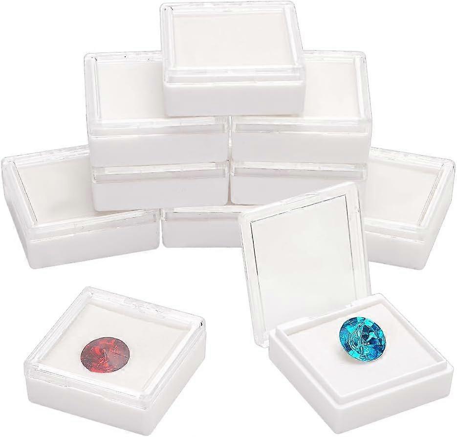 Gem Display Box 10pcs Clear Acrylic Diamond Storage Box Loose Diamond Display Case Square Jewelry Case Gemstone Containers with Lid Sponge for Gems Di