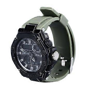DTCY Menn Sport Analog Digital Klokke Stor Urskive Dobbel Skjerm Vanntett Kalender Alarm Stoppeklokke EL Bakgrunnsbelysning Kronograf Klokke OD Grønn