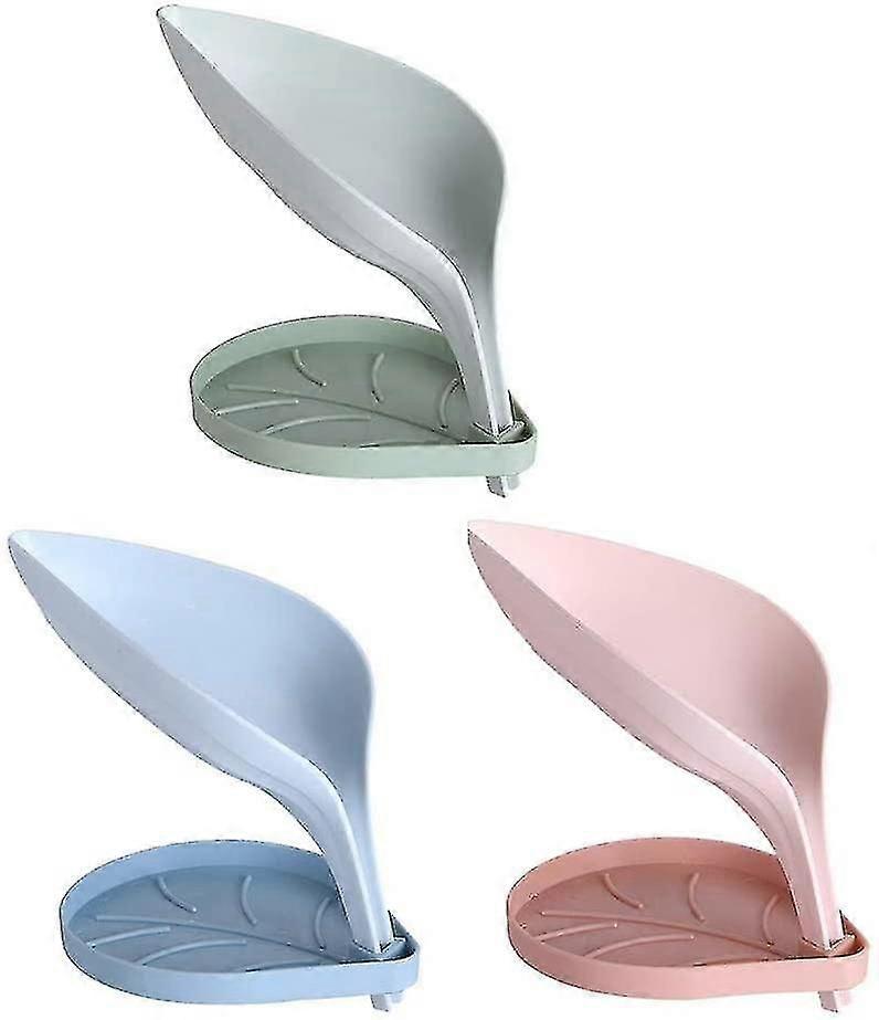 Soap Holder ,plastic Creative Soap Box ,soap Tray For Kitchen(3pieces, Blue,green,pink)