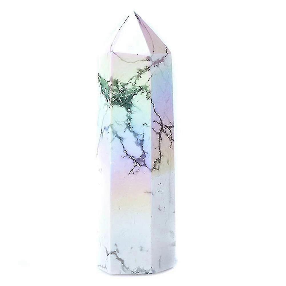 Natural Howlite Crystal Point Electroplating Wand Healing Stone -b