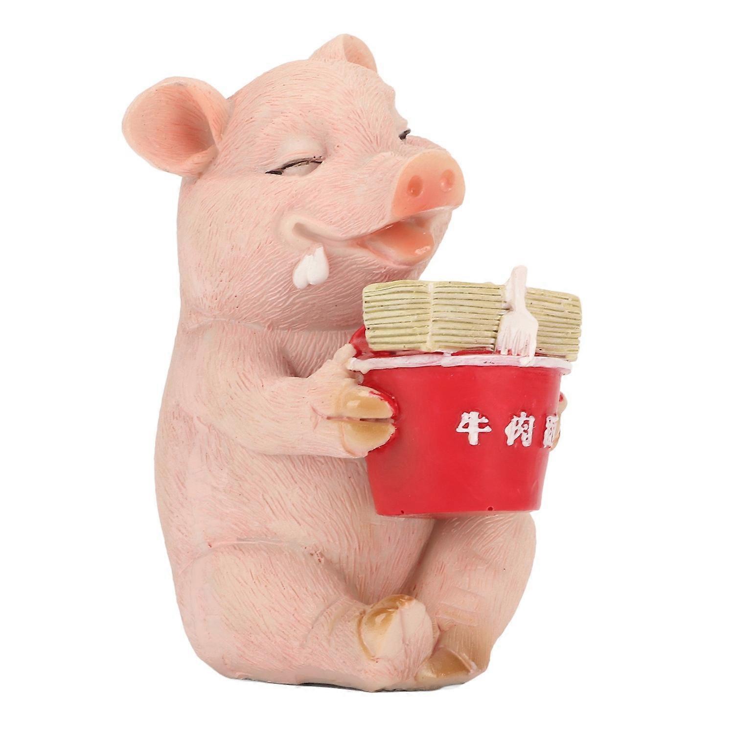 Pig Statue Resin Material Cute Style UV Resistant Coating Decorative Animal Figurine for Courtyard I