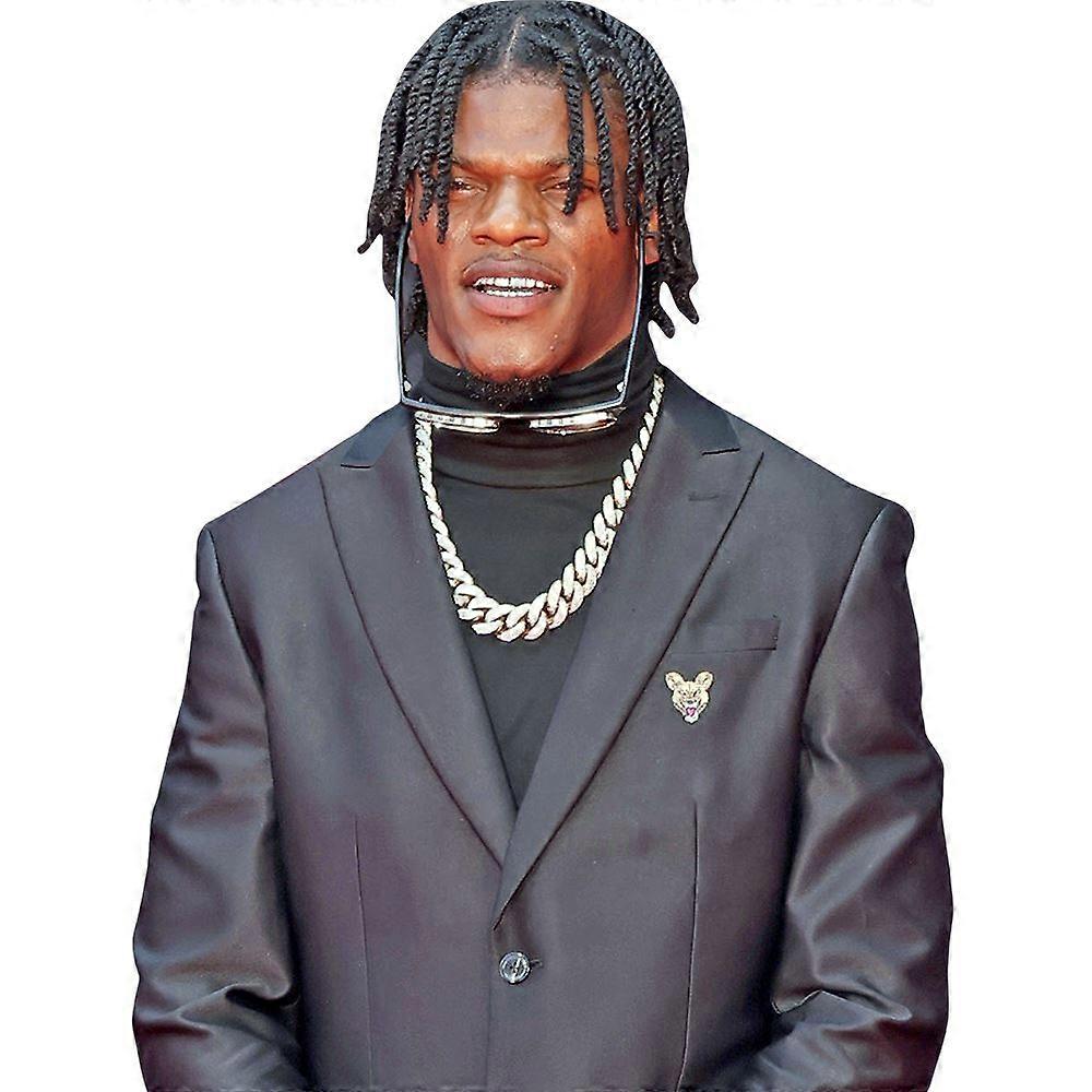 Lamar Jackson (schwarzer Anzug) Halbkörper Buddy Ausschnitt