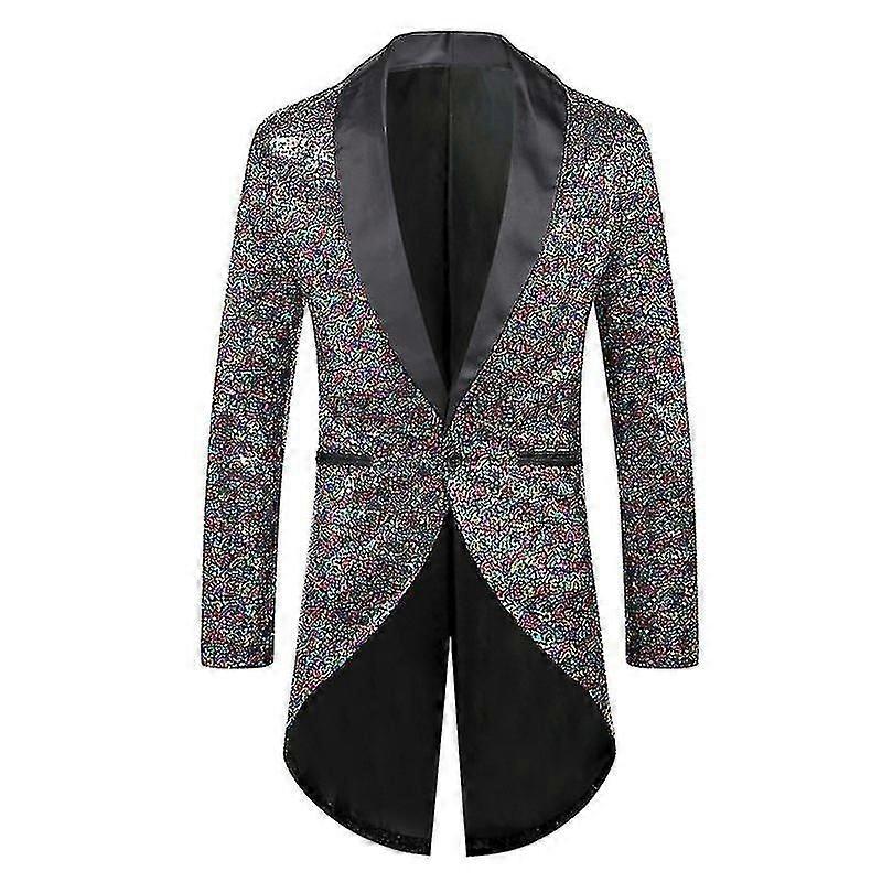 Hommes Sequin Tuxedo Queue de Pie Costume Blazer Veste Formelle Manteau Cy XL multicolore