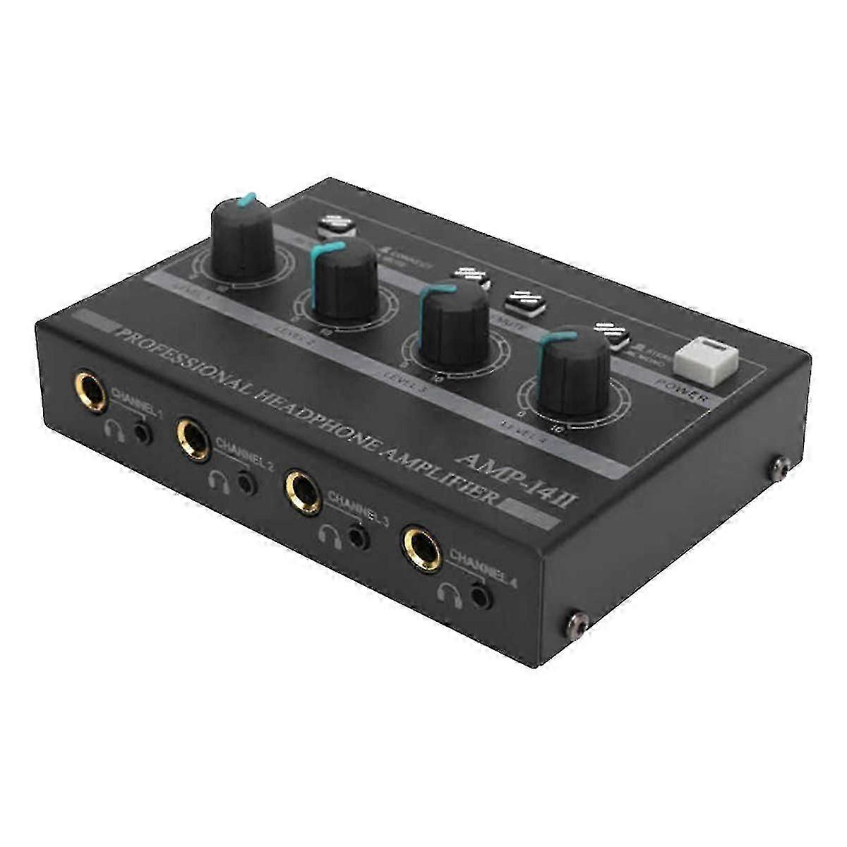 Headphone Amplifier 4-channel Ferroalloy /8 Way Stereo Monitor Set Chargeable Headphone Amplifier-EU Plug Fk