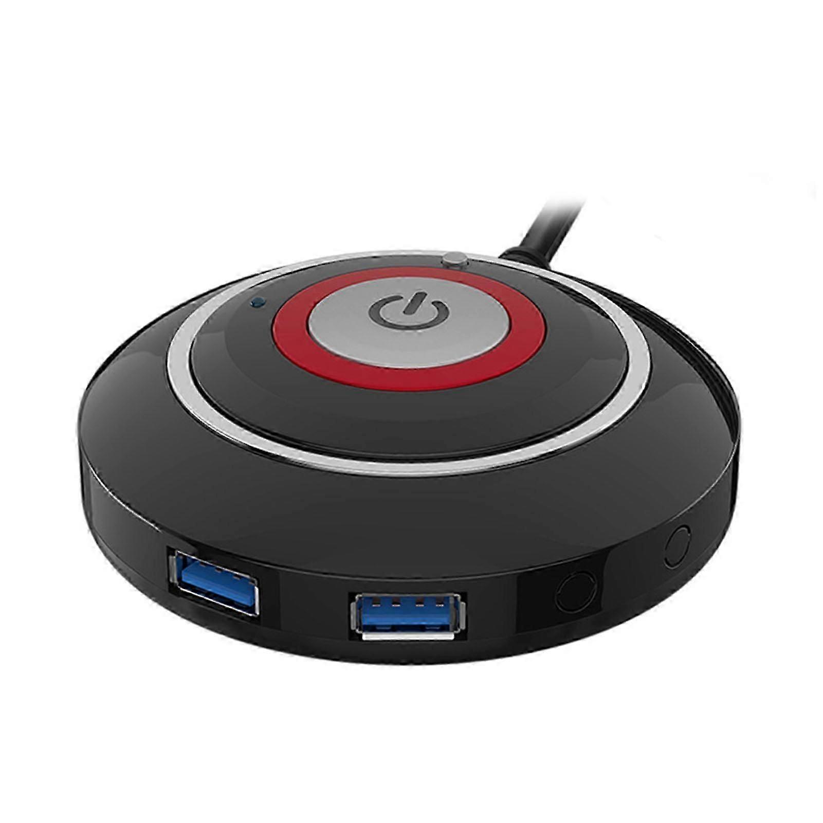 Desktop Switch Multi-function Interface Dual USB Audio Anti-theft Big Button Sensitive PC Reset with Extension Cord Desktop PC Power Button Switch