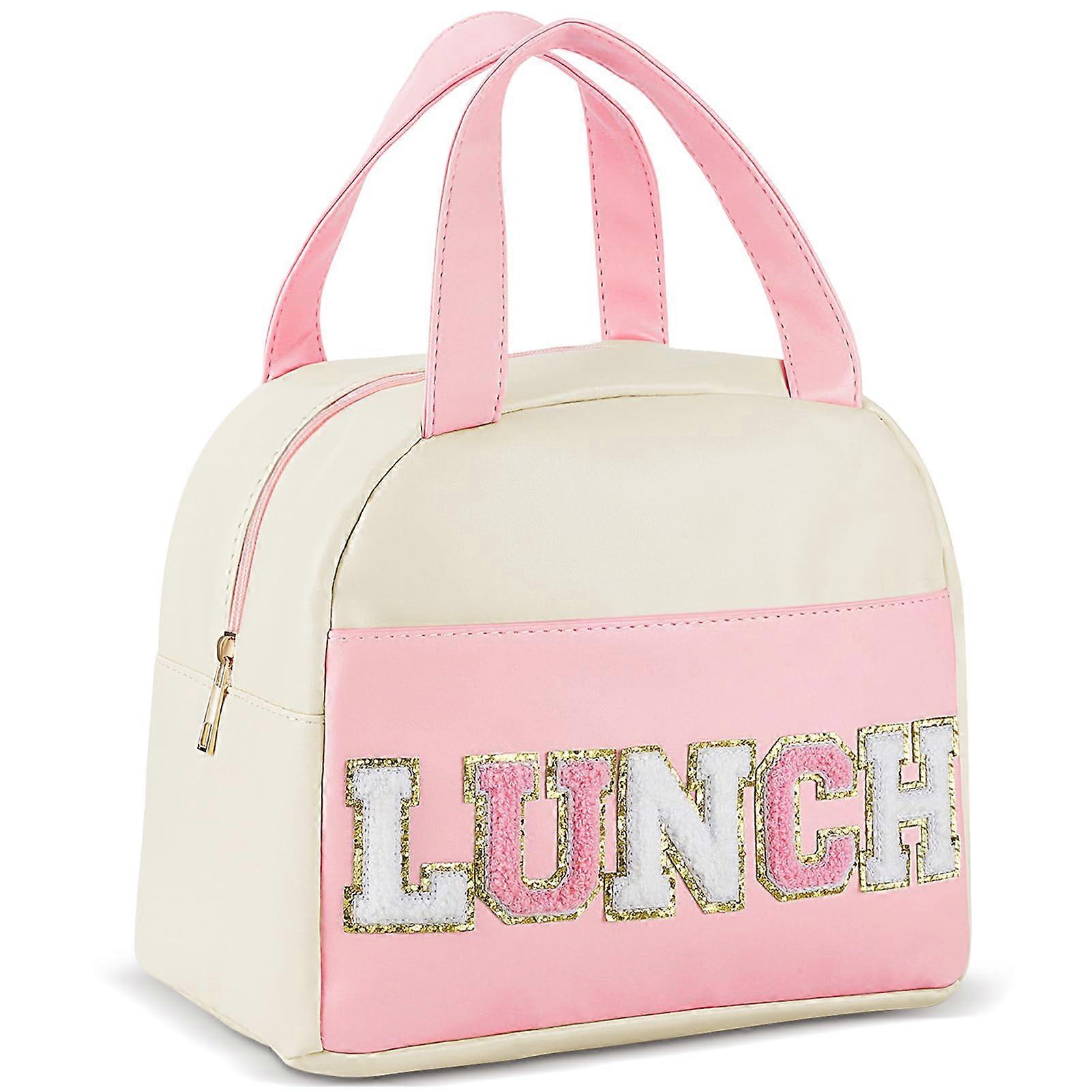 Cute pink insulated lunch bag for all, large and reusable 