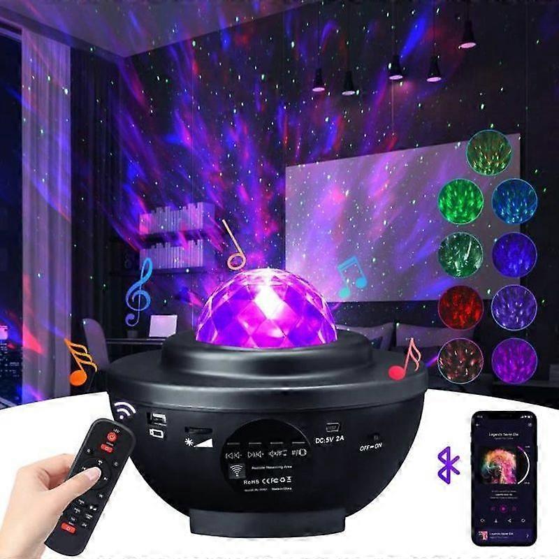 Star Projector Night Light LED Lamp 10 Colors 3-in-1 Bluetooth Remote Control and U Disk Music Voice Control for